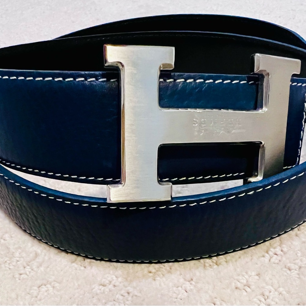 Blue Hermes Belt